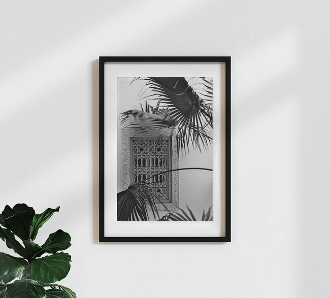 ORIENT palms & garden dreams - black & white edition, Germany – wall art by Studio Na.hili as Poster or Acrylic Glass Print
