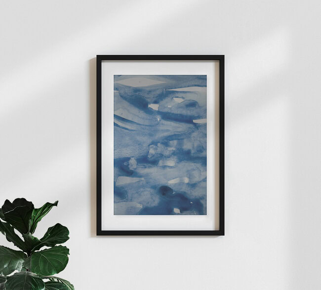 Wandbild 'sea blue abstract aquarelle' – Kunst von Studio Na.hili als Poster oder Acrylglasbild