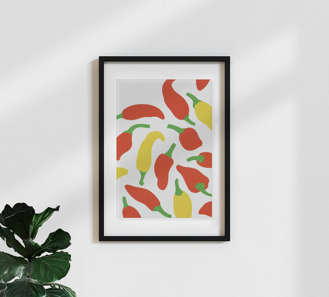 'Red and yellow peppers' – Wall Art by Zenji Funabashi as Poster or Acrylic Glass Print