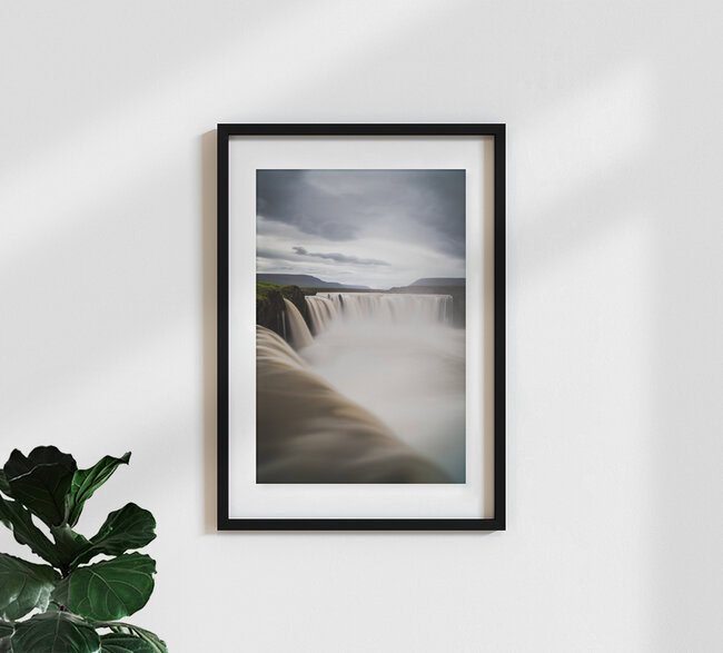 Godafoss Wasserfall, Island – Fotokunst von Boris Buschardt als Poster oder Acrylglasbild