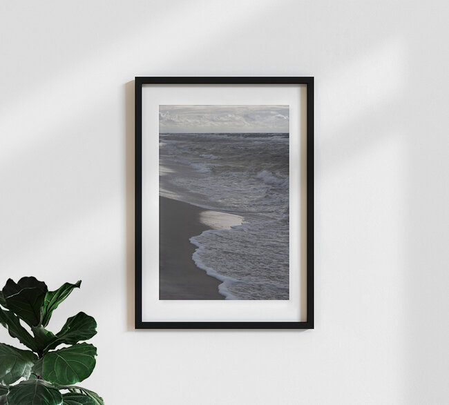 greige golden evening beach walk, Poland – wall art by Studio Na.hili as Poster or Acrylic Glass Print