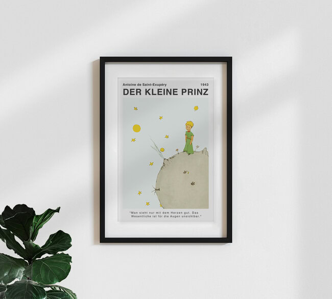 Wandbild 'Der Kleine Prinz - Saint-Exupéry - Man sieht nur mit dem Herzen gut' – Kunst von Vintage Collection als Poster oder Acrylglasbild