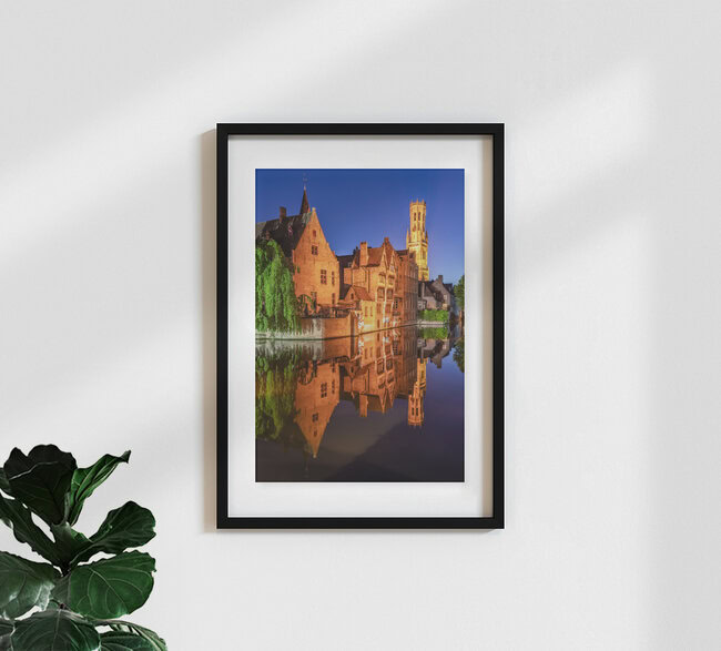 Blue Hour in Bruges Belgium, Belgium – wall art by Achim Thomae as Poster or Acrylic Glass Print