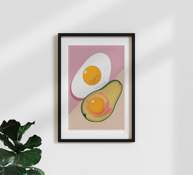 Wandbild 'Better Together | Eggs & Avocado Breakfast' – Kunst von Uma Gokhale als Poster oder Acrylglasbild