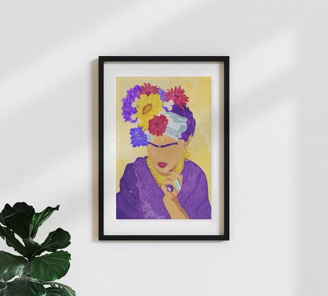 Wandbild 'Frida and Flowers' – Kunst von Raissa Oltmanns als Poster oder Acrylglasbild