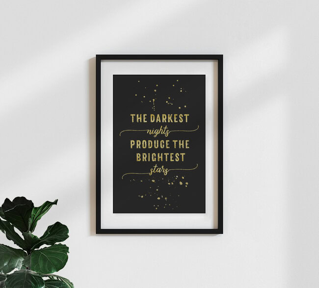 'TEXT ART GOLD The darkest nights produce the brightest stars' – Wall Art by Melanie Viola as Poster or Acrylic Glass Print