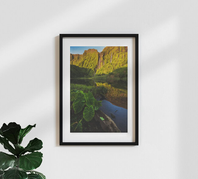 Waterfall Faja Grande on Flores Island, Portugal – wall art by Jean Claude Castor as Poster or Acrylic Glass Print