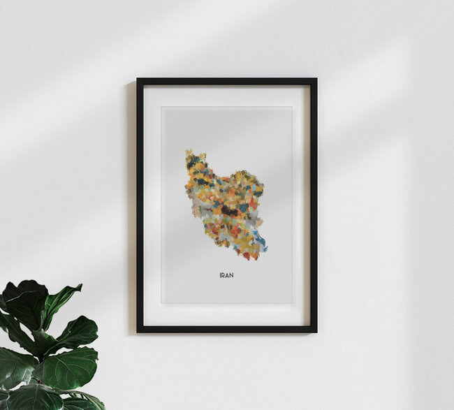 Wandbild 'Map of Iran' – Kunst von Karl Johansson als Poster oder Acrylglasbild