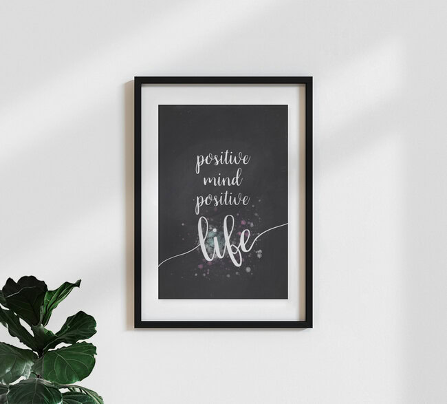 'Text Art POSITIVE MIND POSITIVE LIFE' – Wall Art by Melanie Viola as Poster or Acrylic Glass Print