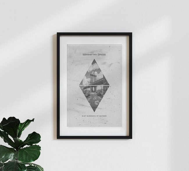 Coordinates NEW YORK CITY Manhattan Bridge, United States – wall art by Melanie Viola as Poster or Acrylic Glass Print