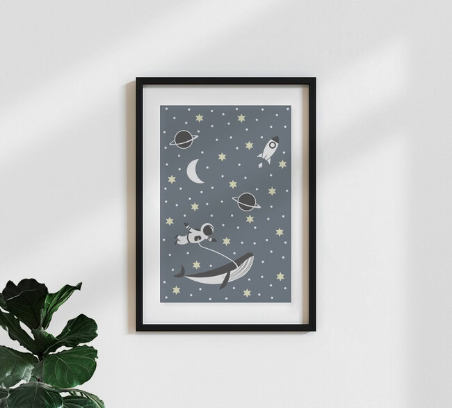 'wonderful world - happy astronaut' – Wall Art by Sabrina Ziegenhorn as Poster or Acrylic Glass Print