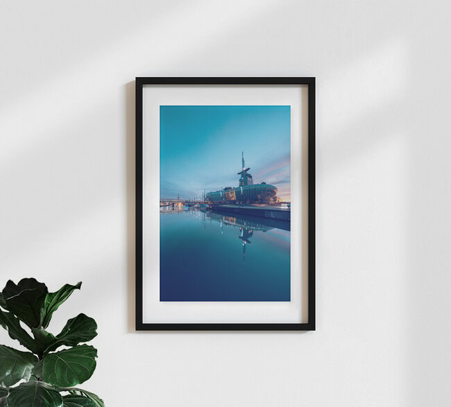 Climate house and Sail City, Germany – wall art by Franz Sussbauer as Poster or Acrylic Glass Print
