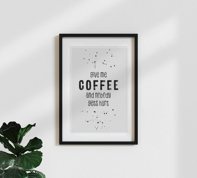 Wandbild 'GIB MIR KAFFEE UND NIEMAND WIRD VERLETZT' – Kunst von Melanie Viola als Poster oder Acrylglasbild
