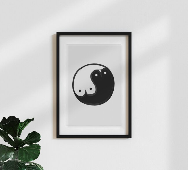 'Boob Yin Yang' – Wall Art by Julia Hariri as Poster or Acrylic Glass Print