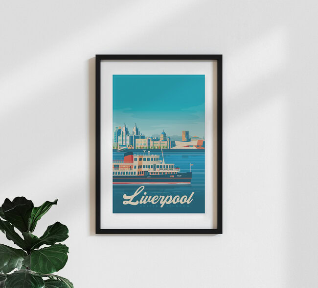 Liverpool Vintage Travel Wandbild, Großbritannien – Fotokunst von François Beutier als Poster oder Acrylglasbild
