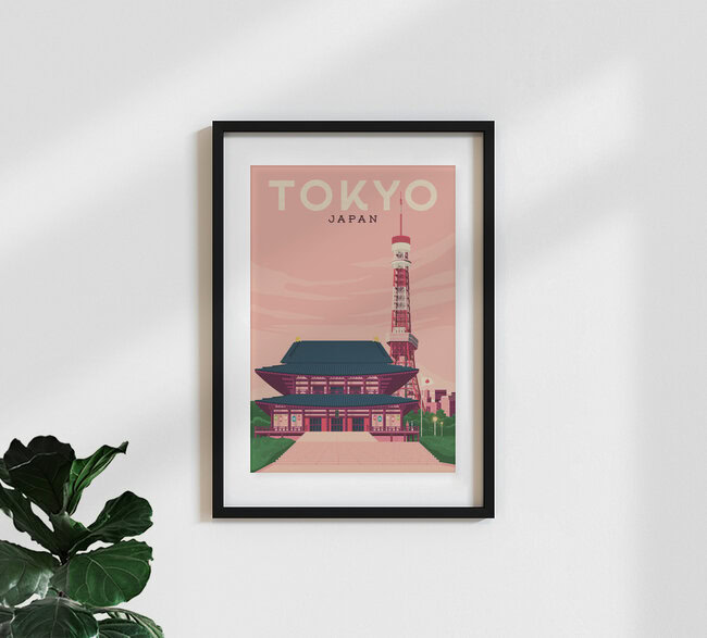 Tokyo Vintage Travel Wandbild, Japan – Fotokunst von François Beutier als Poster oder Acrylglasbild