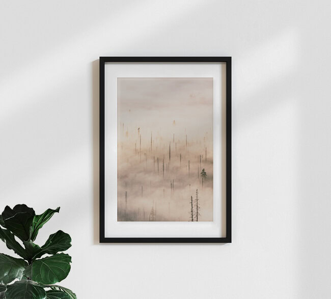 Morgennebel im Tal, Deutschland – Fotokunst von Florian Eichinger als Poster oder Acrylglasbild