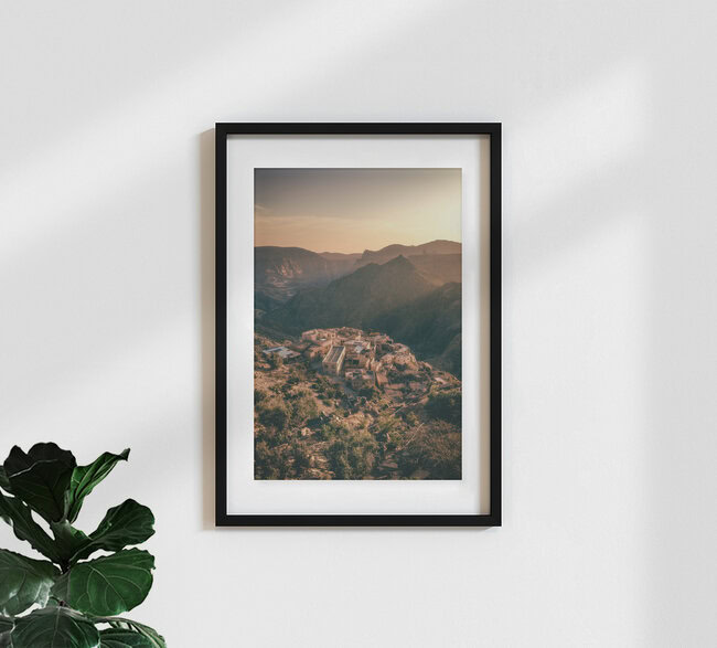 Sonnenaufgang über dem Jebel Al Akhdar Canyon in Oman, Oman – wall art by Jean Claude Castor as Poster or Acrylic Glass Print
