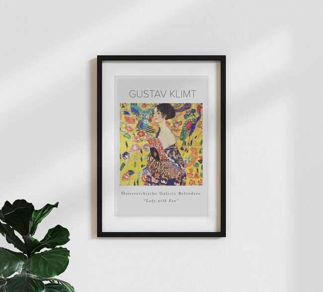 Wandbild 'Gustav Klimt - Dame mit Fächer' – Kunst von Art Classics als Poster oder Acrylglasbild