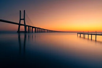 Sunrise Vasco da Gama Bridge Lisbon - Fineart photography by Achim Thomae