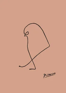 Picasso Sparrow Bird Line Drawing – Terracotta, Germany – wall art by Art Classics as Poster or Acrylic Glass Print