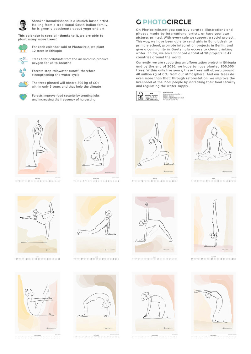 2026 A Year of Yoga Art Calendar