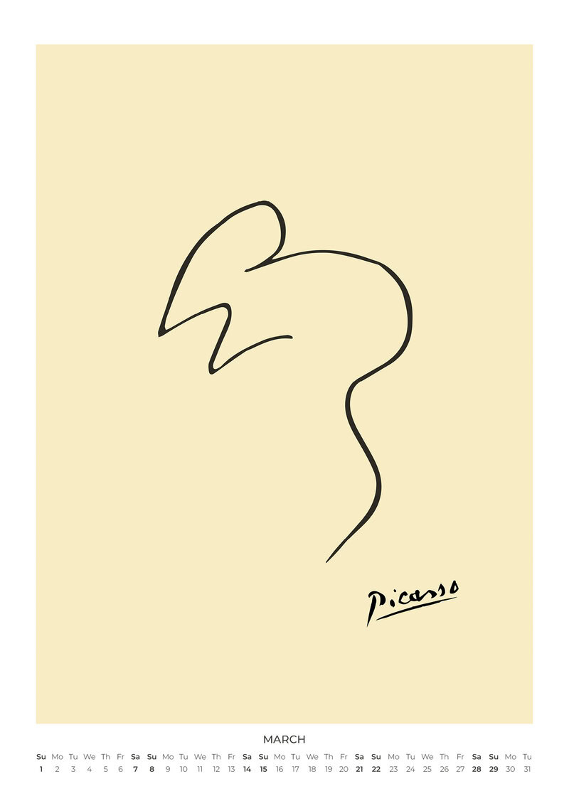 Picasso's Pastellfarbene Tiere Kalender 2026