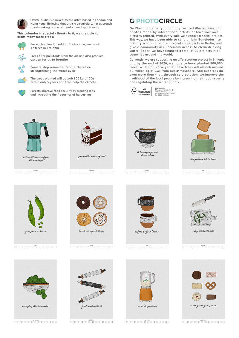 2026 Creative Kitchen Wall Calendar