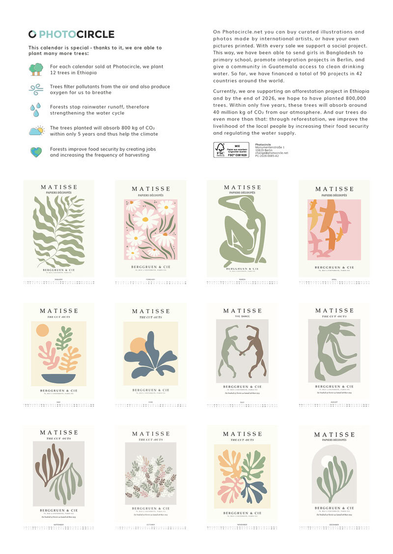 2026 Matisse Exhibition Prints Calendar