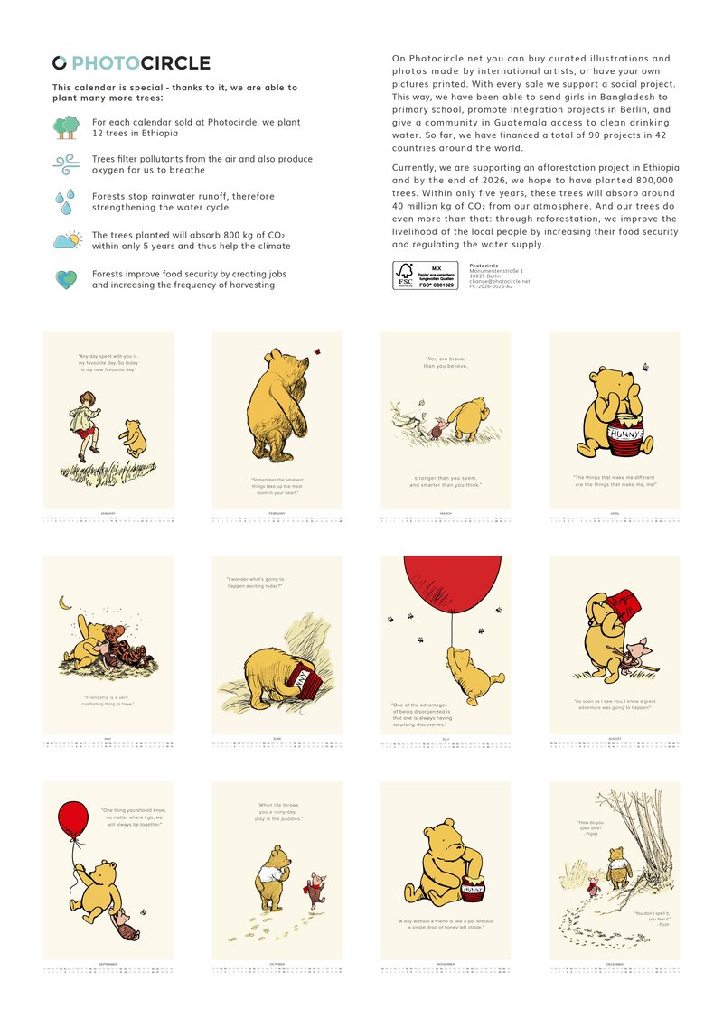 Winnie the Pooh Zitate Kalender 2026