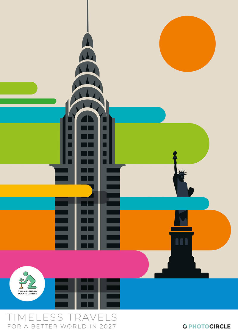 Timeless Travels Calendar 2027 – Vintage Travel Illustrations by Bo Lundberg
