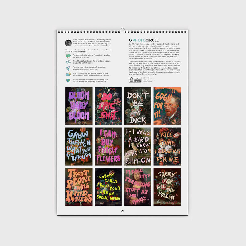 2026 Punk Pop Wall Planner Calendar