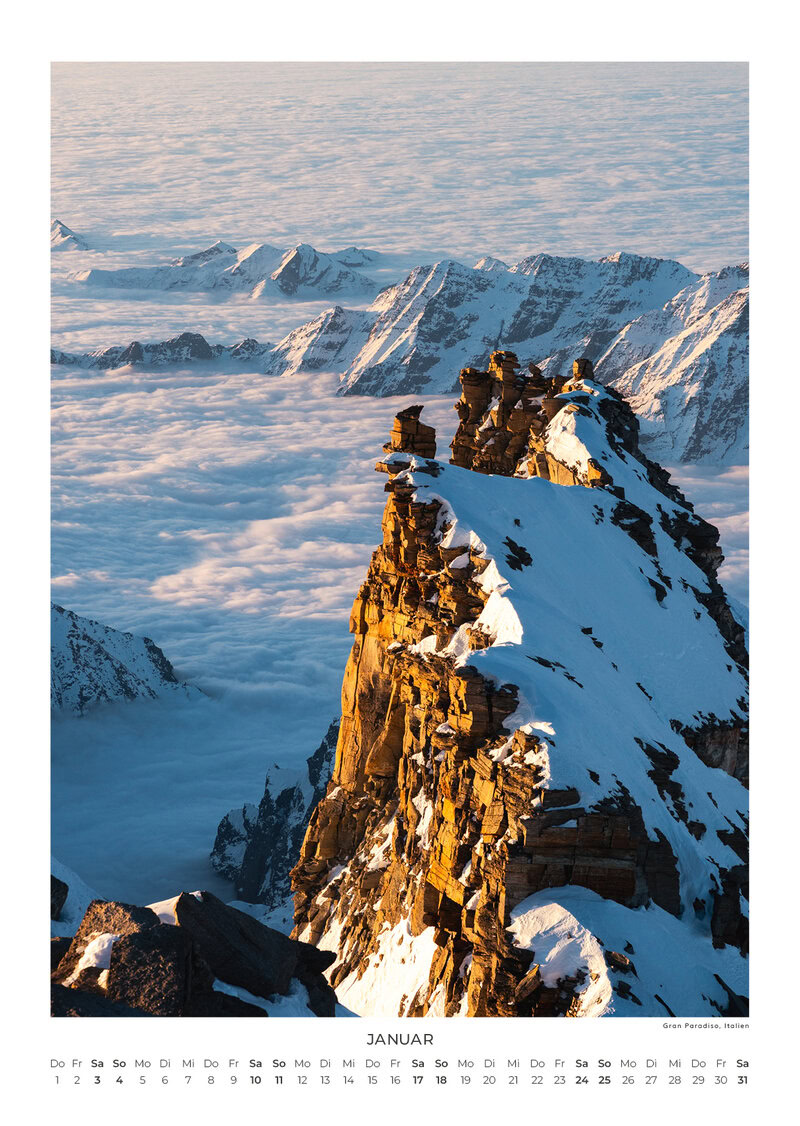 Die Alpen – von West bis Ost Wandkalender 2026