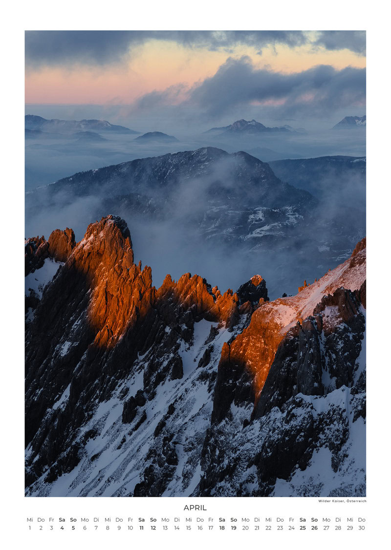 Die Alpen – von West bis Ost Wandkalender 2026