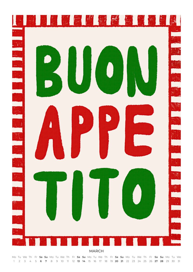 Italian Food Collection Calendar 2027 by Studio