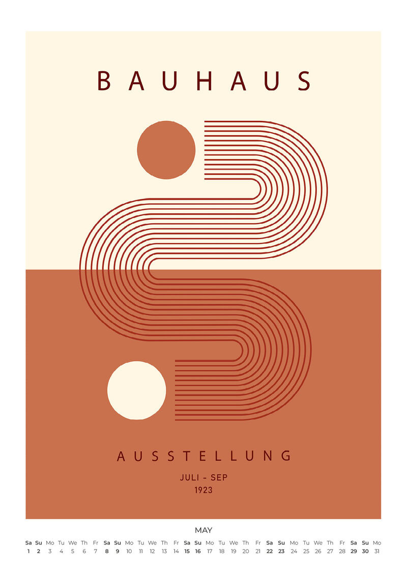 Bauhaus Wall Calendar 2027 - Burnt Orange