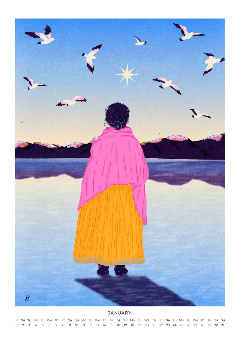 Quiet Hours Calendar 2027 | Dreamy Illustrations by Jota del Jai