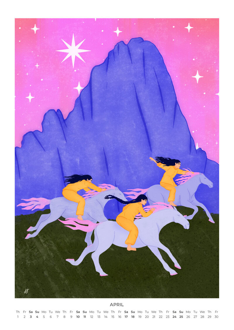 Quiet Hours Calendar 2027 | Dreamy Illustrations by Jota del Jai