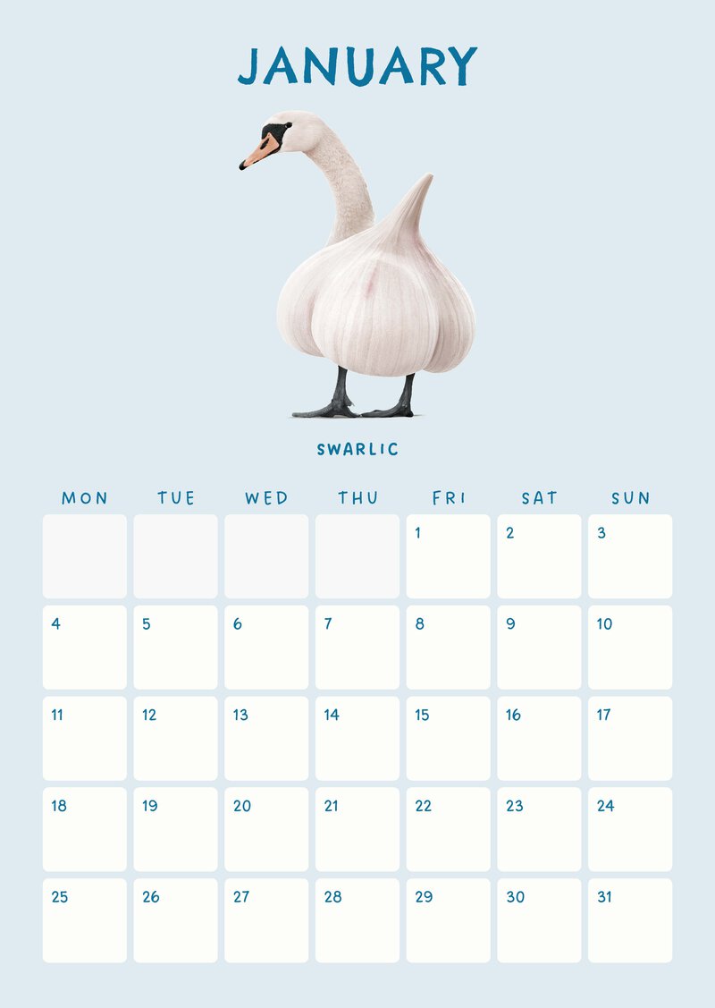 Funky Foodimals Küchenkalender & Terminplaner 2027
