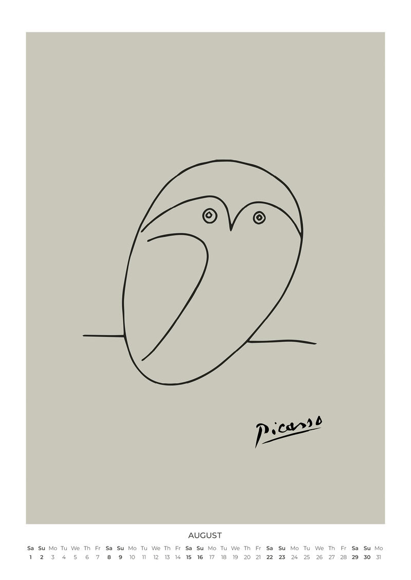 Picasso's Pastellfarbene Tiere Kalender 2026