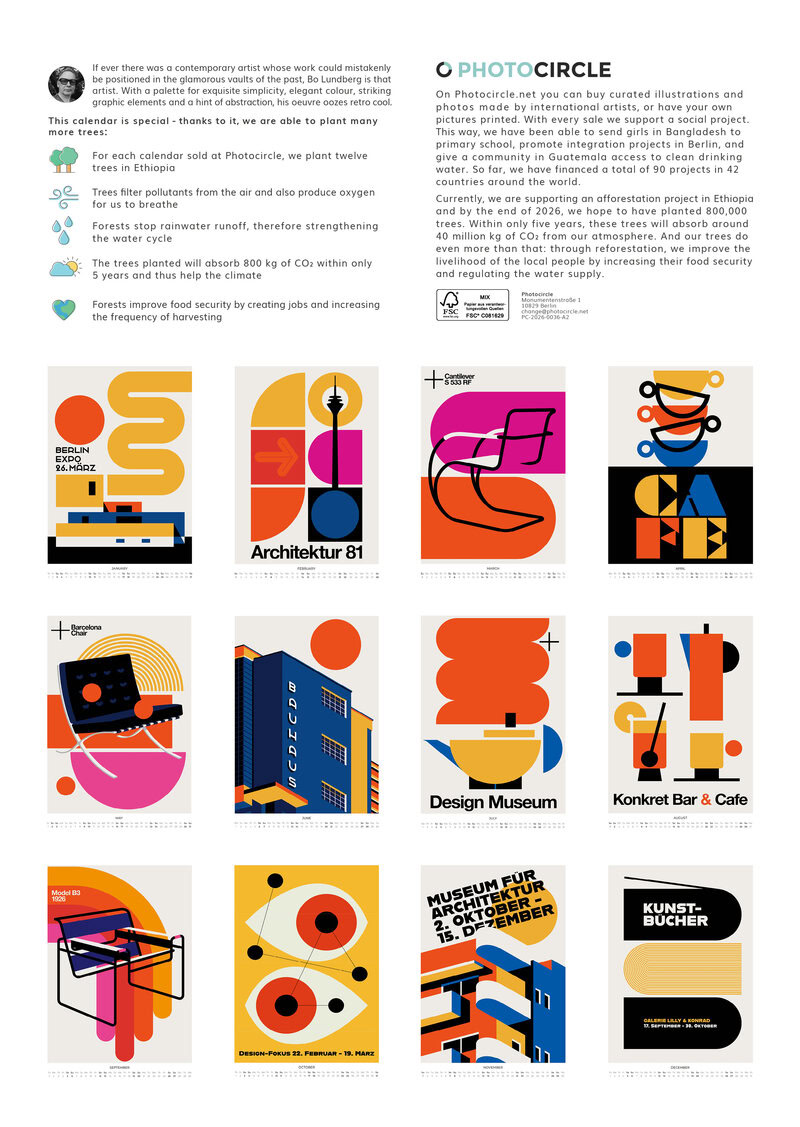2026 Bauhaus Tribute Calendar by Bo Lunberg