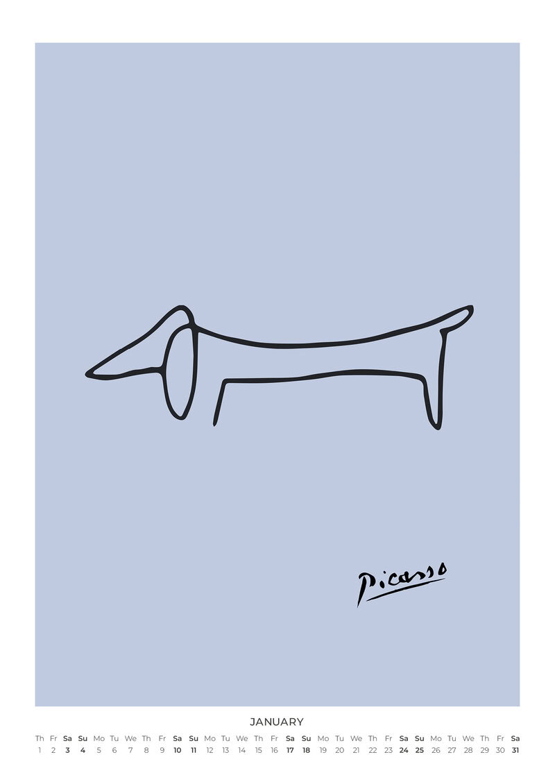 Picasso's Pastellfarbene Tiere Kalender 2026