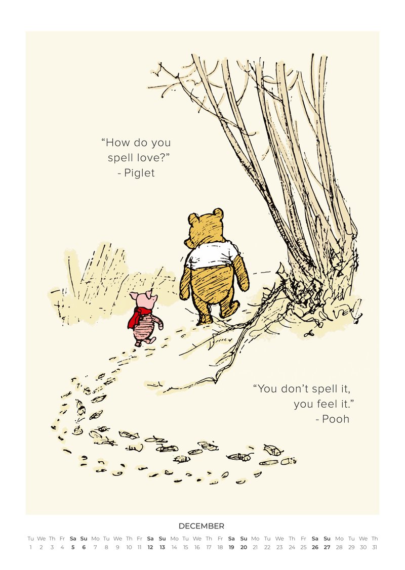 Winnie the Pooh Zitate Kalender 2026