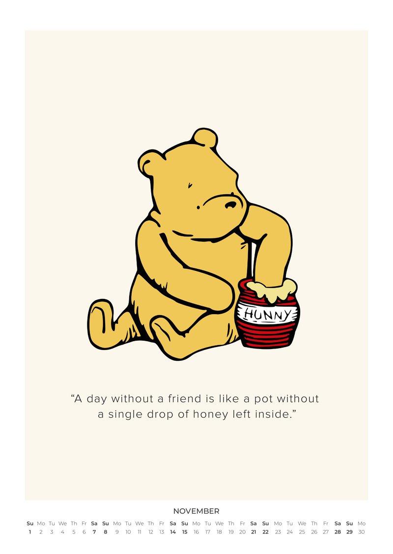 Winnie the Pooh Zitate Kalender 2026