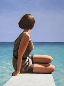 « Femme au bord de mer » – Art mural de Sarah Morrissette, affiche ou impression sur verre acrylique