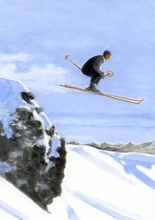 « Saut à ski » – Art mural de Sarah Morrissette, affiche ou impression sur verre acrylique