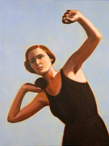 Lanceuse de poids, Allemagne – œuvre d'art de Sarah Morrissette, affiche ou impression sur verre acrylique
