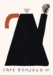 'Café Bonjour' – Arte di Matías Larraín come poster o stampa su vetro acrilico