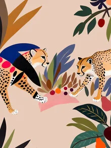 "Picnic nella giungla del ghepardo" – Arte di Uma Gokhale come poster o stampa su vetro acrilico