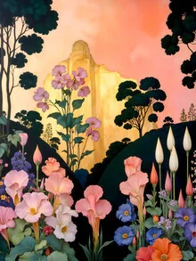 'La montagna d'oro' – Arte di Uma Gokhale come poster o stampa su vetro acrilico